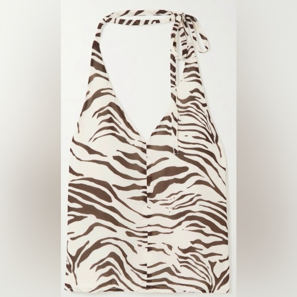 Reformation Vida zebra-print georgette halter top